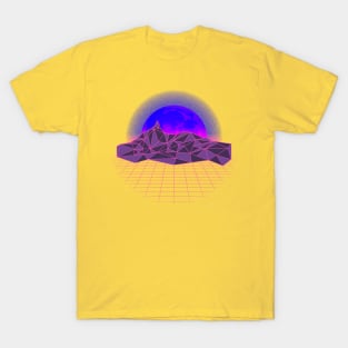 Vaporwave Geometry Lines Moonset Sunset T-Shirt